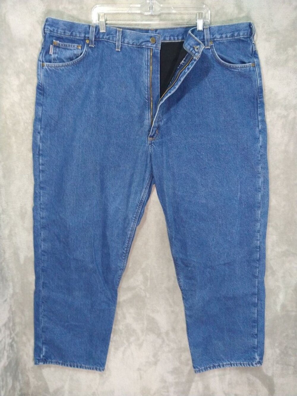 Carhartt Fleece Lined Jeans Mens 50x32 Blue Denim Dungaree Fit Straight Leg